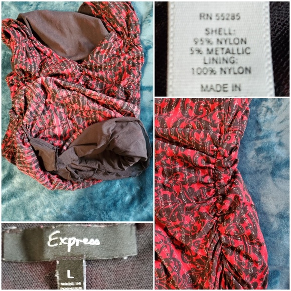 EXPRESS RED & BLACK SHIMMER SLEEVELESS TOP! - Picture 8 of 8